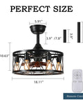 Caged Ceiling Fan With Lights Remote Control Farmhouse Low Profile Pendant Fandelier For Living Room Dining Room And Bedroom Industrial Style Home Lighting With Easy Install And Cozy Vibe dimensions
