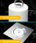 Silicone Drain Stopper with Pull Ring, Bathtub Drain Stoppers for pipe and floor drain installation on marble surface.