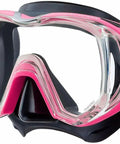Freedom Tri-Quest Scuba Diving Mask M-3001 With Low-Profile Low-Volume Single Window Design All-Day Comfy Fit Durable Frame in pink.
