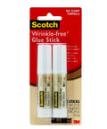 Wrinkle-Free Glue Sticks, 2-Pack, .27 oz Each, shown in original packaging with red and beige design, for school and home use.