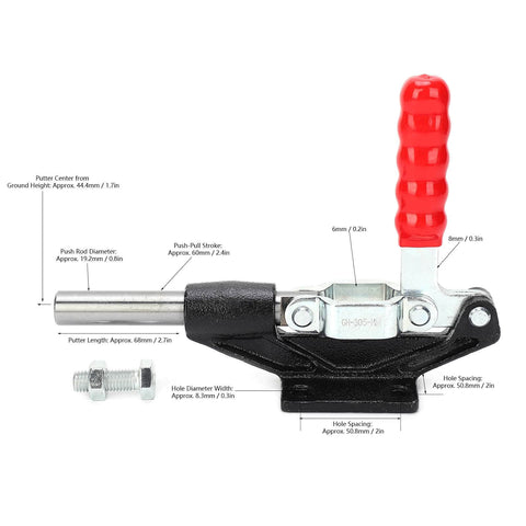 Pro Grade Adjustable Welding Toggle Clamp With Quick Release For Woodworking Jigs And Fixtures, side view, red handle