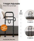 Senior Safe Bed Rails For Seniors No Fuss Easy To Install Under Mattress With Adjustable Height And Floor Support Fits King Queen Twin Beds Includes Security Strap Install On Either Side ASTM Approved