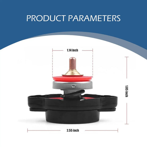 Side view of High Pressure Radiator Cap Cover With 1.8 Bar Temperature Gauge And 1.85 By 2.55 Inches Water Tank Seal Universal Fit For Suzuki Yamaha Motorcycle And ATV Models Black, showing size dimensions.