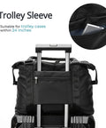 Versatile Travel Gym Bag For Women With Wet Pocket Carry On Duffle Tote Luggage on trolley handle, showing zipper detail.