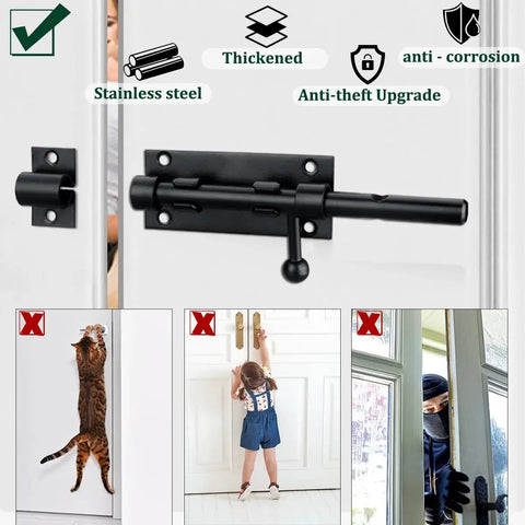 No Sweat Security With These Heavy Duty Black Stainless Steel Slide Bolts And Barrel Locks Perfect For Gates Barn Doors And Porch Entrances Features Built Tough As Nails Construction Includes Two Pack