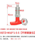Heavy Duty Red Plastic T Handle Plunger Spring Indexing Pin For M12 M16 M20 M24 Locking Rig with M10 thread and dimensions.