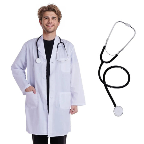 Unisex Scientist Doctor Costume Kit With White Lab Coat, Stethoscope, And Accessories For Halloween, Realistic Medical Look
