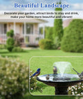Sun Powered Fountain Pump For Bird Bath And Garden Water Feature 1.5W Outdoor Pump with 8 nozzles in a bird bath