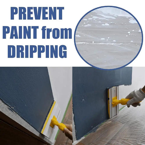 Using 35 Pieces Plastic Drop Cloth Set Waterproof Dust Proof Mess Free For Painting Projects 9x12 Feet Tarp Cover to paint walls.