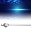 Compact 12V DC Linear Actuator With 200mm Stroke, 150N Lift, 4mm/s Travel, IPX4 Rating, shown against a blue background