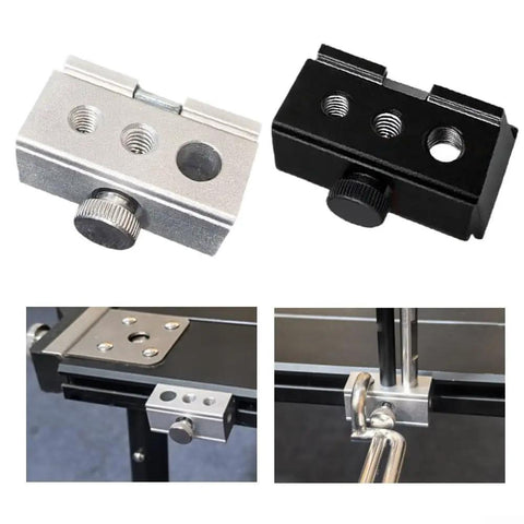 Heavy Duty Aluminum Table Clip Slider For IGT Camp Systems with silver and black designs, showing slider adapters for easy attachment.