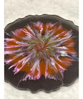Close-up of Floral Resin Lazy Susan 13-Inch Handcrafted Rotating Serving Tray for kitchen and dining with floral design.