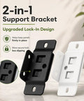 Black and white 2-in-1 support brackets with upgraded design for 8 Pack Quick Fitting Furniture Joint Bracket Set.