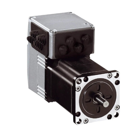 Built For Tough Automation Setups Integrated Stepper Motor With CANopen DS301 24 To 36V 3.5A 57mm Flange 8mm Axis Diameter 21mm Axis Length Optical Axis Ready Original Packaging Never Used In Stock Ships Now black integrated stepper motor with 8mm shaft
