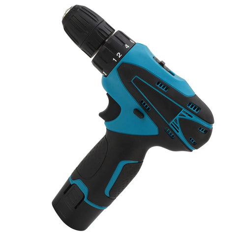 Tough As Nails 12V Cordless Drill Packed With A Sleek 1300mAh Lithium Battery Two Fast Speed Modes And A Bright Built In Led Work Light side view showing ergonomic grip and keyless chuck.