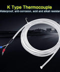 Type K Thermocouple Temperature Sensor Probe Two Wire With PTFE Cable shown coiled with connectors