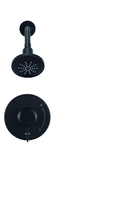 Amalfi Shower Trim Kit With Treysta Cartridge Satin Black Brass Finish in sleek design with integral check valves