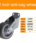 2 inch anti-sag wheel with steel bracket and rubber tire for gate supports, dimensions and specifications shown.