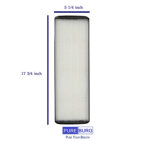 Replacement Filter Set For Whirlpool WPT80 Whispure Large Tower Air Purifier Featuring H13 True HEPA Filters dimensions shown