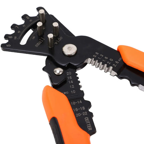 Xixian Heavy Duty Wire Stripper Pliers Multitool Crimper Cutter stripping tool with orange handles and measurement markings.