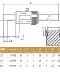 Diagram of All In One Outside Groove Caliper With High Resolution Readout For Wall Thickness Inside Bores 8 Inch Length