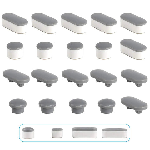 Universal Toilet Seat Bumpers With Dual Height TPE Pads 10 Pack Adhesive Rubber Bidet Seat Cushions, oblong and round shapes.