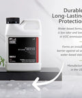 Premium Stone Sealer Water Based Formula for Natural Stone and Tile Surfaces Seals Against Stains and Spills with Invisible Barrier Go To Easy Application Pint Size 16 Oz bottle on wet countertop with water droplets