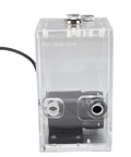 Jiawu 850Ml Computer Water Pump Reservoir Combo Featuring Quiet Operation And Sturdy Acrylic Construction seen from the front with connections and body visible.