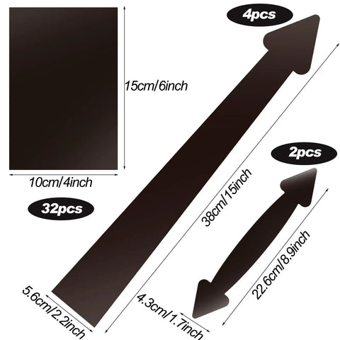 Magnetic Garage Door Decoration Kit With 32 Faux Windows 4 Faux Hinges And 2 Handles For Two Cars Dark Brown Square Waterproof