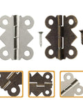 Close-up of Vintage Iron Cabinet Hinges 20 Piece Small Butt Hinges For Cabinets Jewelry Boxes Heavy Duty Hardware Easy Install