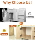 Before and after using Upgraded Cabinet Hinge Repair Plate Kit With Screws For Quick Fix, showing improved cabinet stability.