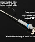Premium Boiler Steam Probe Replacement Kit 3 Pack With Sealing Rings For Breville Sage Dual Boiler And Oracle Touch Espresso Makers No Hassle Swap, showing a titanium steam probe with O-rings.