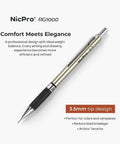 0.7mm Art Mechanical Pencil Set With Storage Case, displaying a gold and black metal drafting pencil on white background