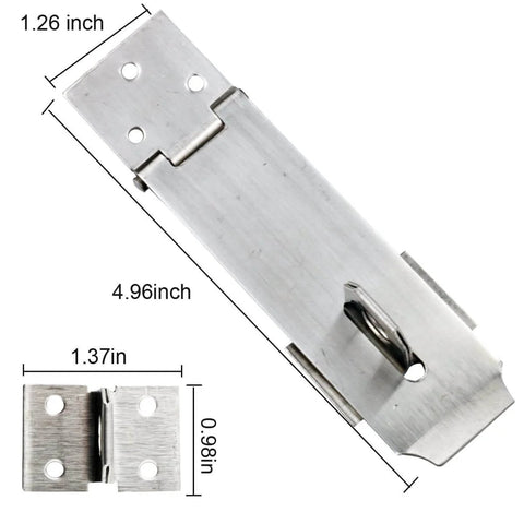 4 Inch Stainless Steel Hasp Lock Padlock Set With Screws And Keys For Shed Fence And Gate Security, detailed dimensions.
