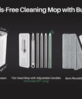 Two Tank Wash And Dry Mop And Bucket Set With Long Handle Flat Mop Perfect For Floor And Wall Cleaning Great For Hardwood Commercial And Household Use Includes Four Microfiber Pads
