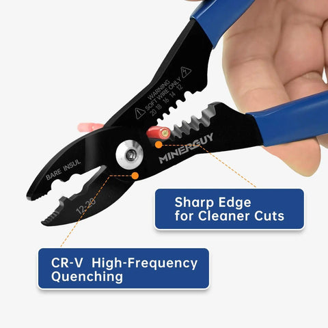 4-In-1 Electrician Pliers Set With Wire Cutter, Stripper, Crimper, and Gripper for 12-20 AWG, ergonomic design in hand