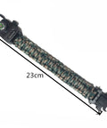 Survival Paracord Bracelet with Compass and LED, 23cm length, reflective cord, multi-tool for camping and hiking.