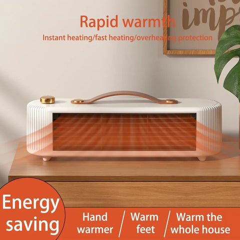 Compact PTC Ceramic Desktop Space Heater For Home Office And Bedroom, Portable Mini Heater With Rapid 3 Second Warmth on desk