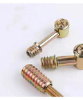 Close-up of Pro Grade M6 M8 Furniture Connector Set With Hammer Nuts And Eccentric Adjustment showing iron connectors