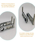 90 Degree Cabinet Hinges Self Closing Folding Butt Hinges Chrome Plated Steel shown in two angles.