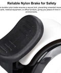 Reliable nylon brake detail of Premium 2 Inch Twin Wheel Casters With M10 Threaded Stem And Sure Grip Brake Rolls Real Smooth Pvc Tread Rollers.