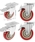 4 Pack Badass Heavy Duty Swivel Caster Wheels With Silent Glide Technology And Tough As Nails Construction showing 100mm wheels and metal mount.