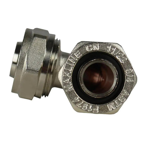 Elbow Fitting For Three Quarter Inch Tubing Three Pack, Nickel Plated Brass, Double O Ring Compression, Heavy Duty, 175 PSI Max