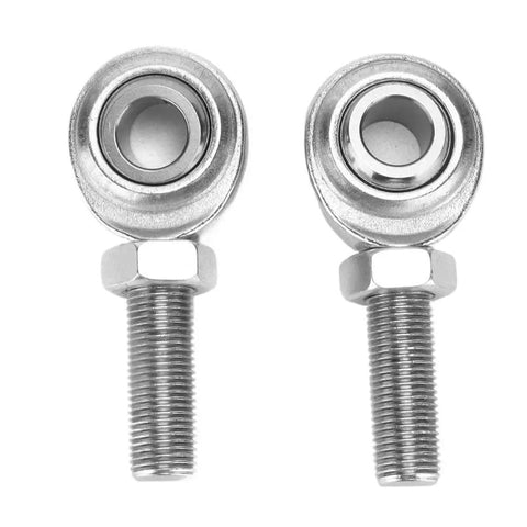 Hella Tough Cmr-8 Rod End Heim Joint 2 Pack 1/2 Inch Male Thread With Sealed Ball Bearings showing shiny metal construction and threads.