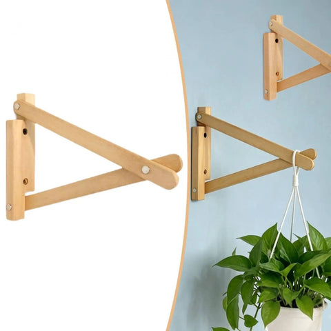 Built Tough Wooden Shelf Bracket Wall Mount For Heavy Duty Support, 37 Centimeters, on white and blue background with plant