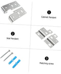 Heavy Duty Corner Brackets For Cabinets And Cupboards Wall Mounting Hardware Set with cabinet and wall pendants plus screws.
