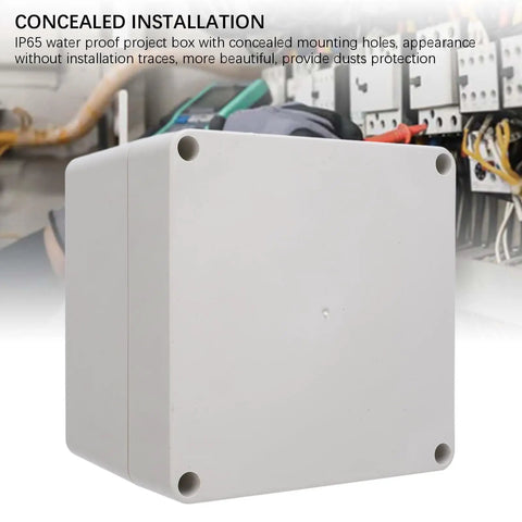 Rugged IP65 Waterproof ABS Plastic Enclosure For Electronics 120x120x90mm shown in control panel setup