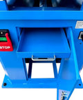 Knockout Shop Beast 4 HP 16 Inch Cold Cut Saw Shreds Steel And Aluminum Like Butter With Dual Speed Settings 220V 3 Phase Rig showing control panel and drawer.