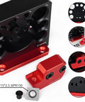 Top Shelf Adjustable Dowel Maker Jig Kit Featuring Slick Anodized Aluminum Build And Razor Sharp Carbide Blades That Pair Nicely With Any Standard Power Drill For Quick Wood Turning Projects That Deliver Knockout Results Every Single Time. Close-up of adjustable aluminum jig with multiple hole sizes.