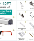 Whisper Quiet Ceiling Curtain Track With Wall Mount 9 To 12 Feet White No-Fuss Noise-Free Glide System With Heavy-Duty Rollers For Ultra Smooth Drapes And Quick Easy Installation package parts and hardware